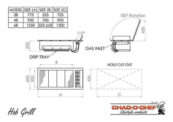 Hob Grill – 3 Burner