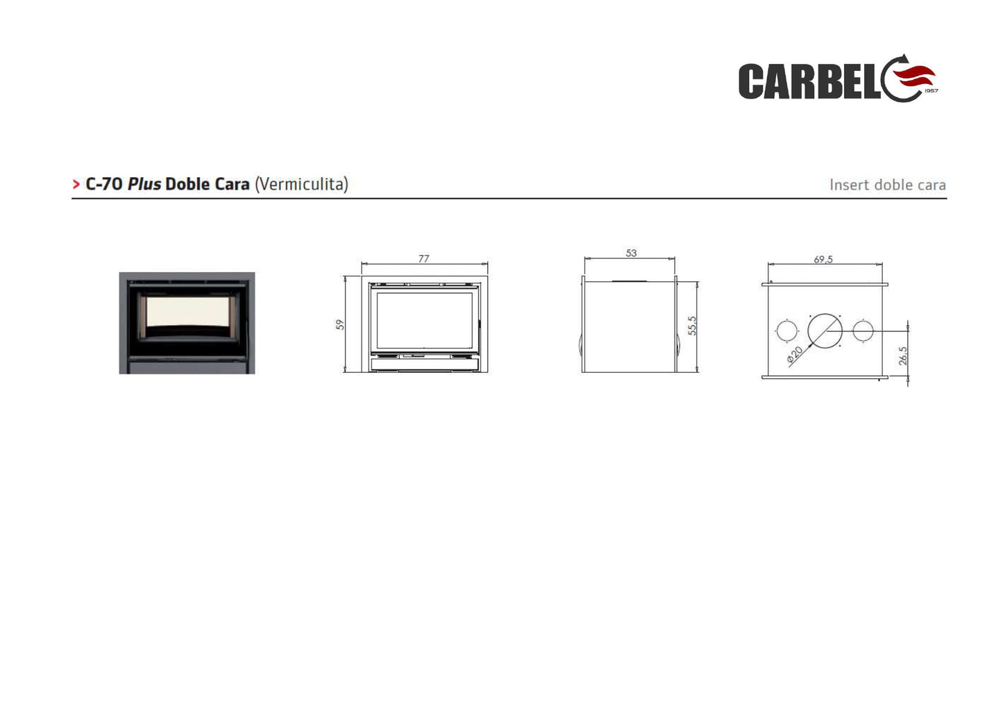 Carbel I Double Sided Wood Fireplace Insert
