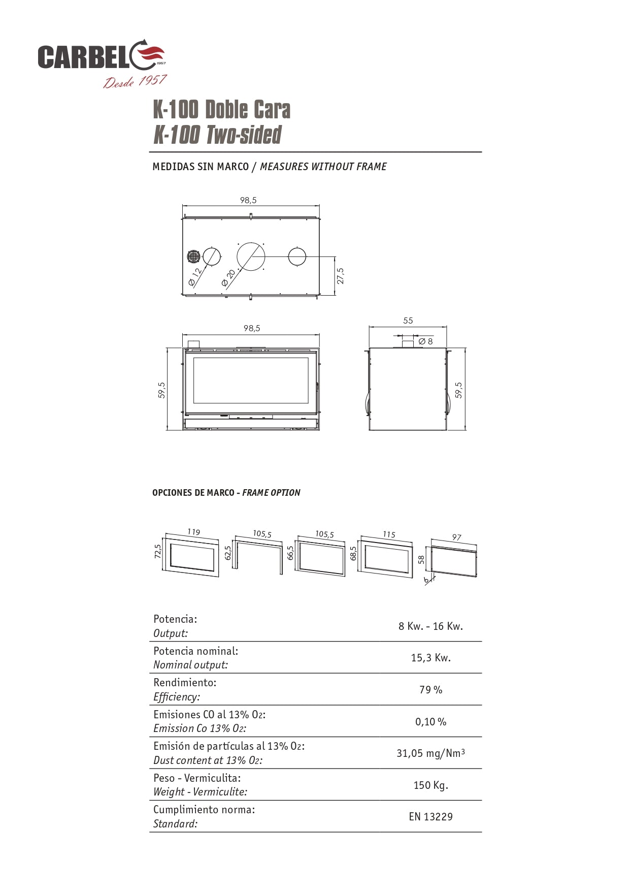 Carbel I Double Sided Wood Fireplace Insert