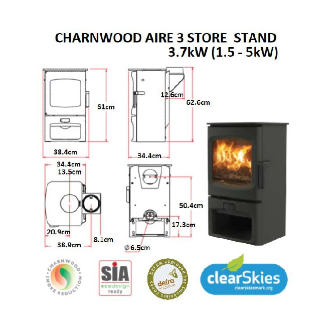 Charnwood Aire 5 Low Stand Cast Iron Wood Fireplace