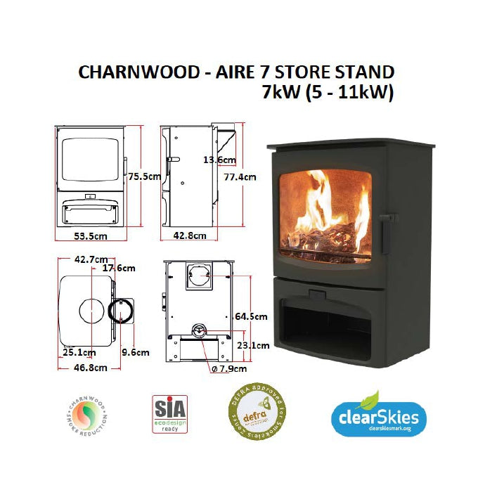 Charnwood Aire 7 Store Stand Cast Iron Wood Fireplace