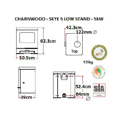 Charnwood Skye 5 Low Stand Cast Iron Wood Fireplace