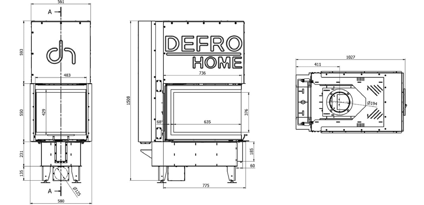Defro Home Intra Series SM UG Wood Fireplace Insert