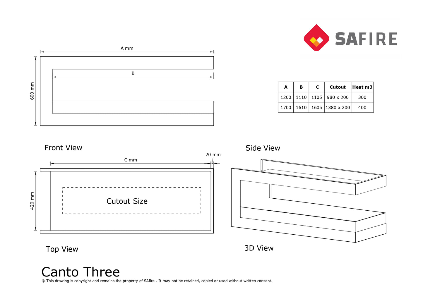 Canto Three Gas Fireplace