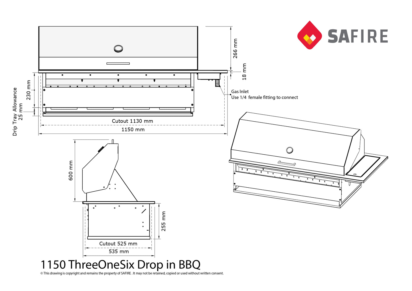 ThreeOneSix™ Gas Braai Grill Drop-In