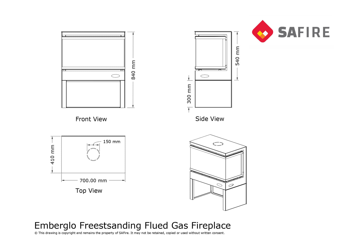 Emberglo Gas Fireplace Freestanding