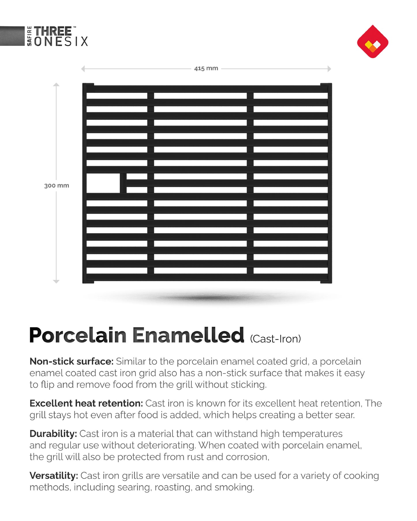 Grid Porcelain Enamelled Cast-Iron