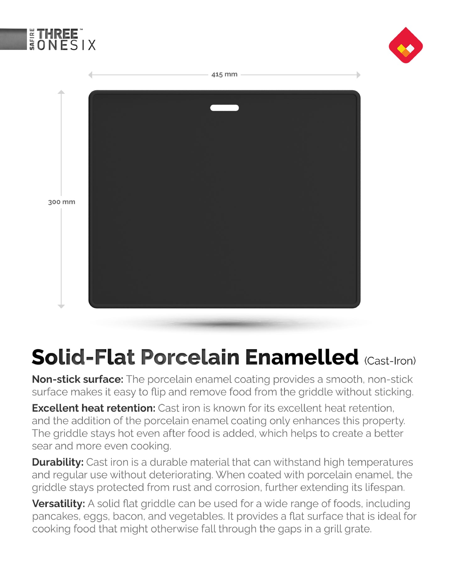 Grid Porcelain Enamelled Cast-Iron Solid Flat