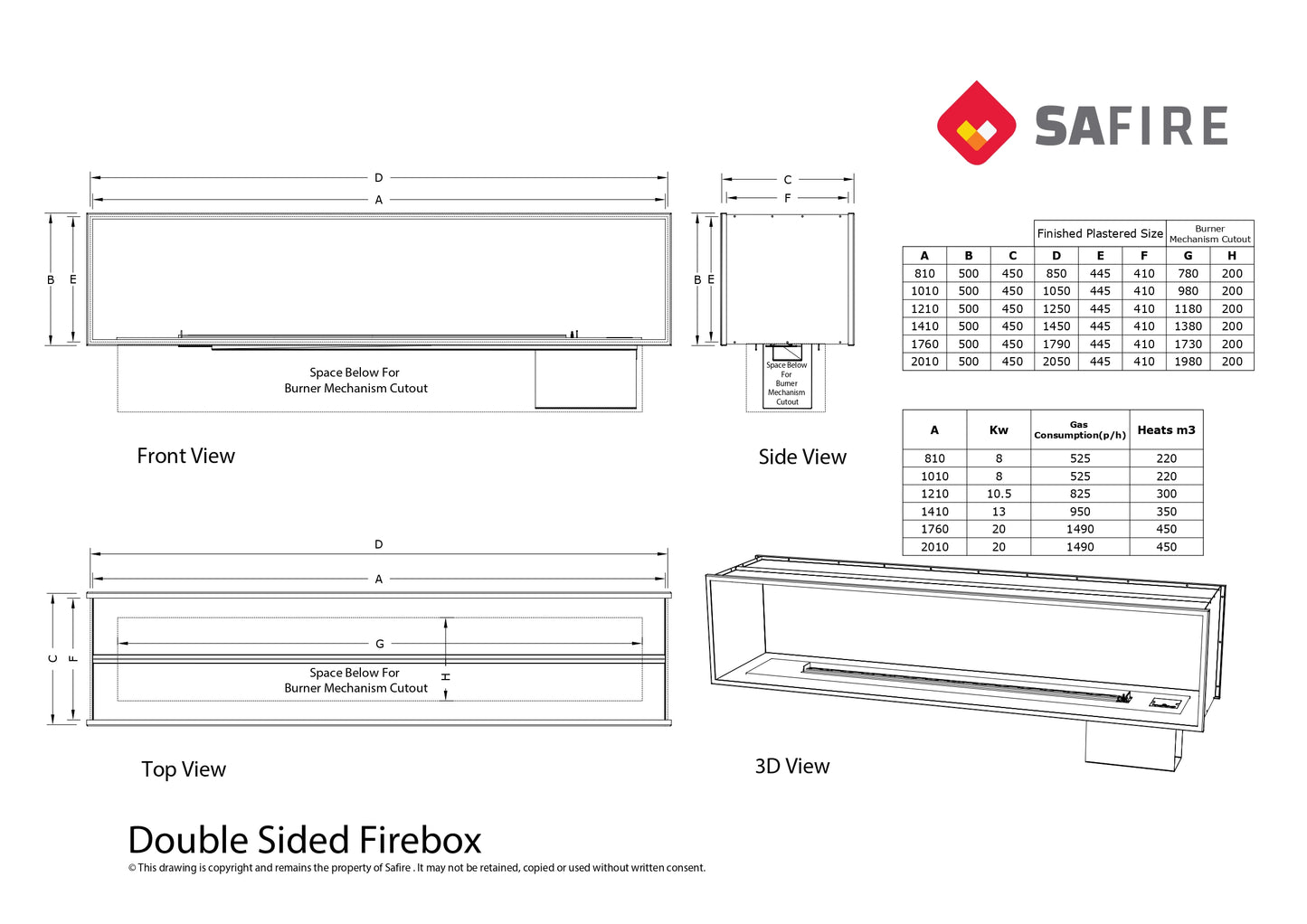 Linear Double-Sided Gas Fireplace