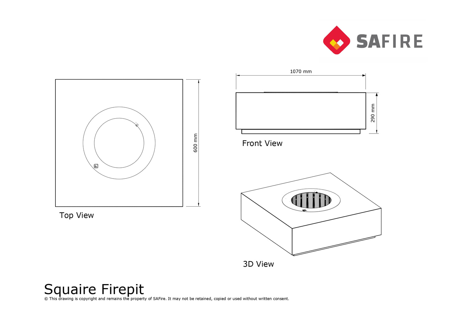 Squaire Gas Firepit
