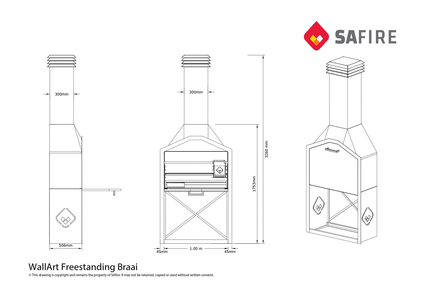 Wedgetail Wood Braai Freestanding
