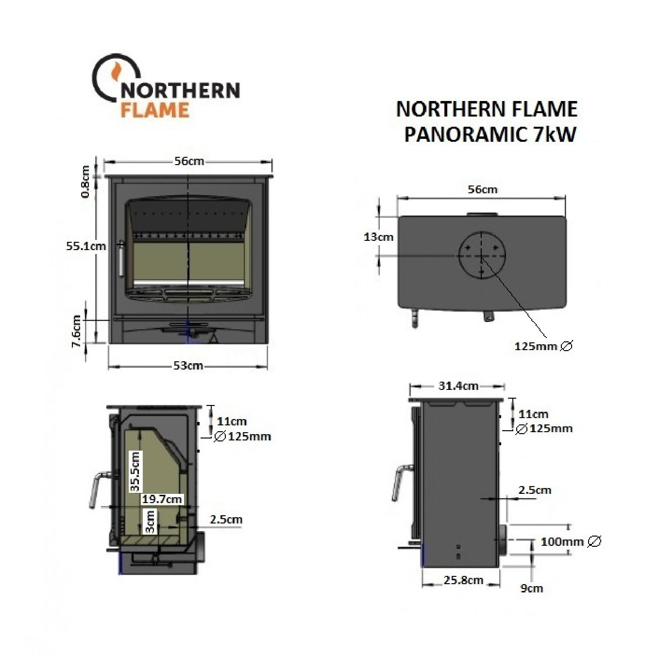 Northern Flame Panoramic 5 Cast Iron Wood Fireplace