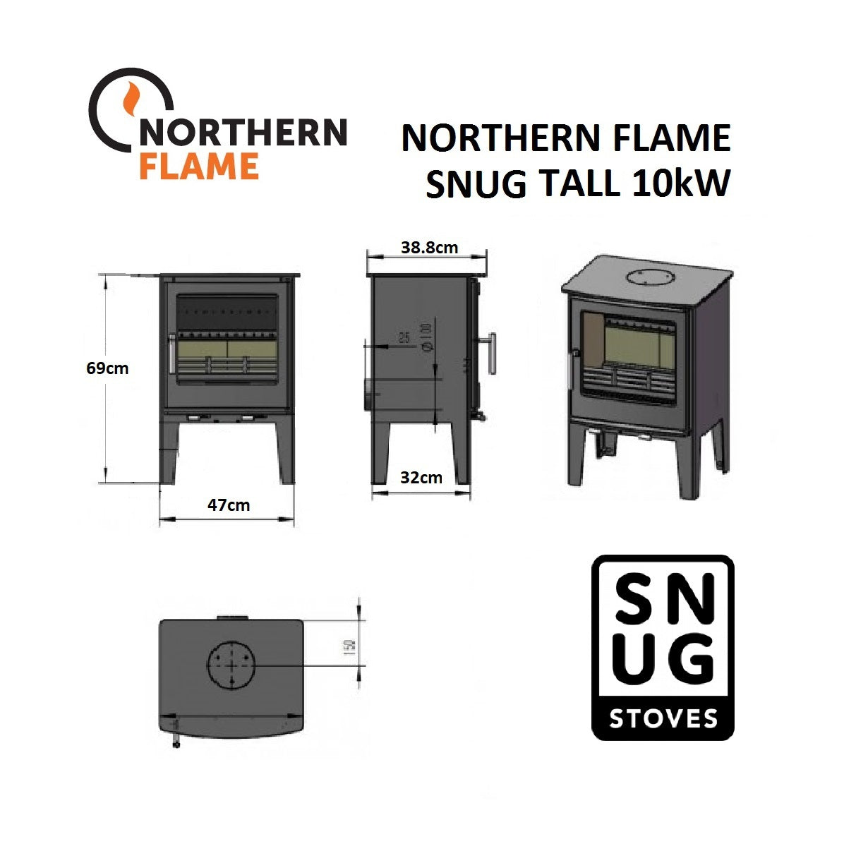 Northern Flame Snug Tall Cast Iron Wood Fireplace