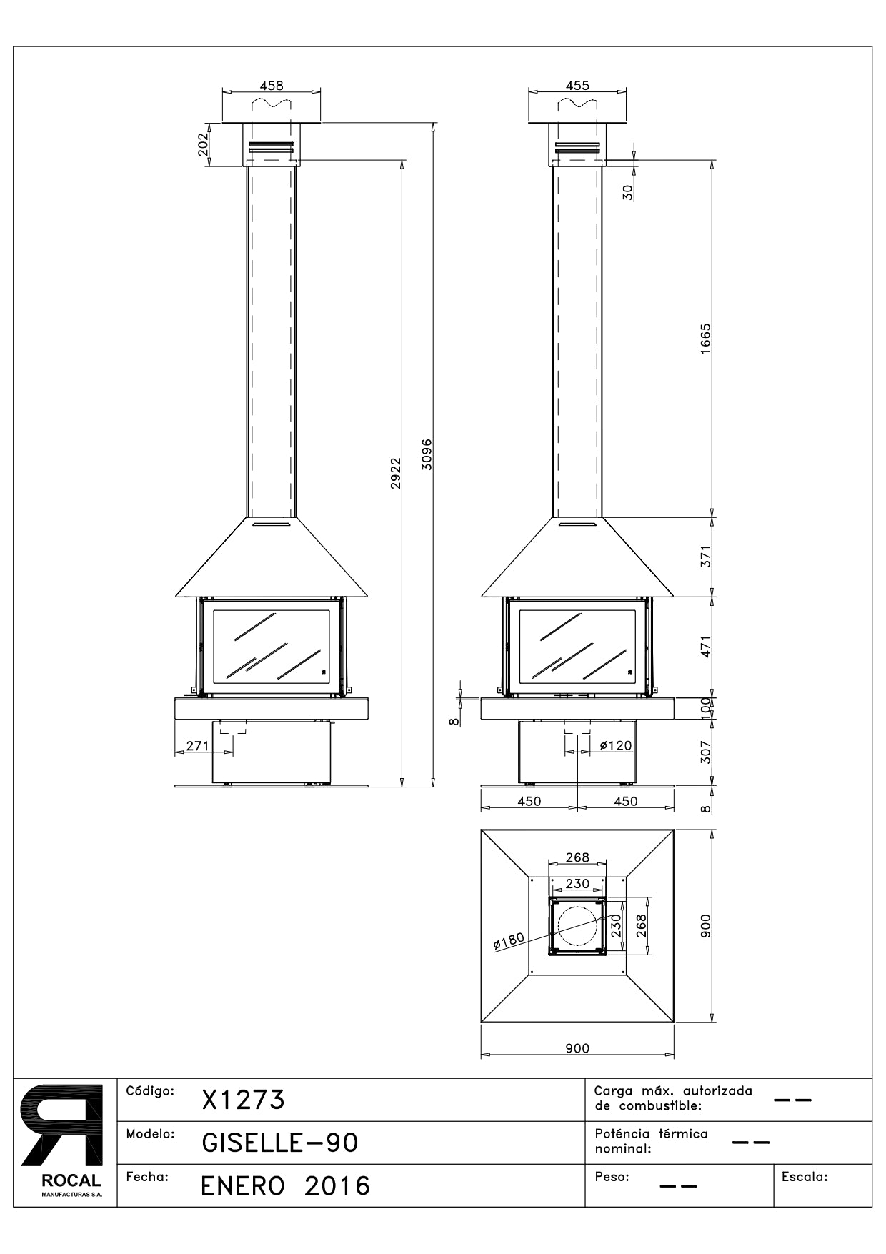 Rocal Giselle 80 Wood Fireplace