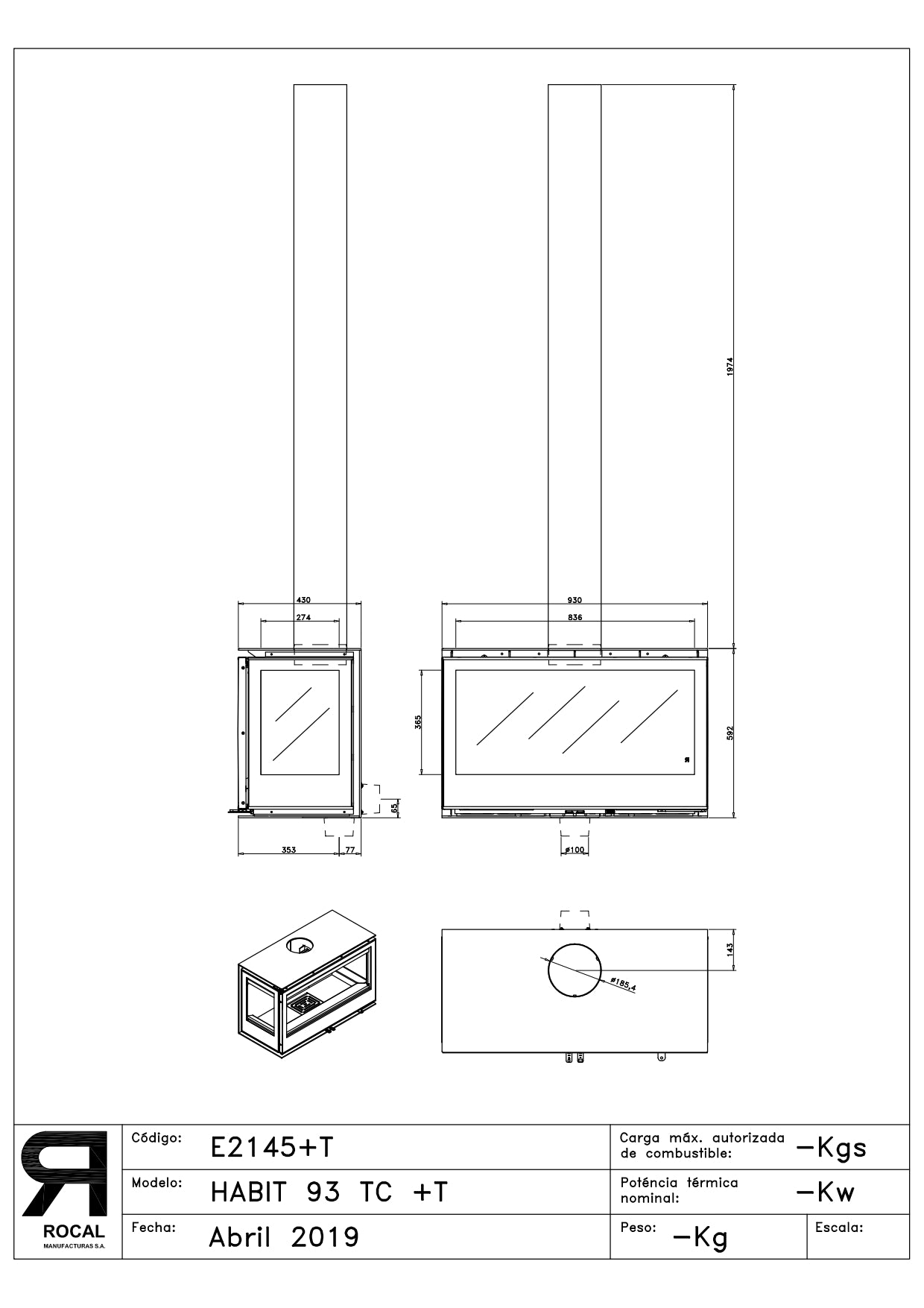 Rocal Habit 93 Graffiti Wood Fireplace