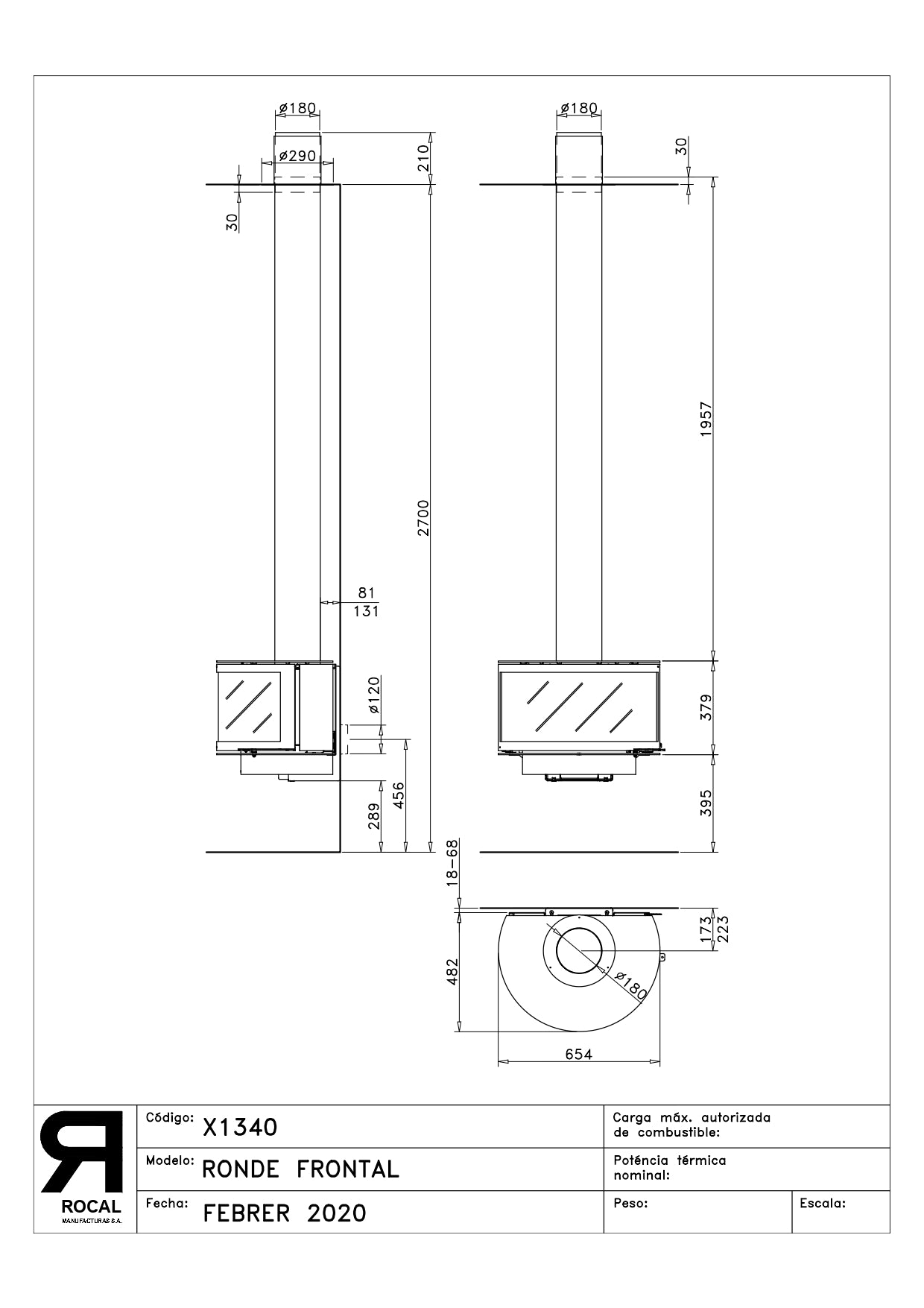 Rocal Ronde Frontal Wood Fireplace