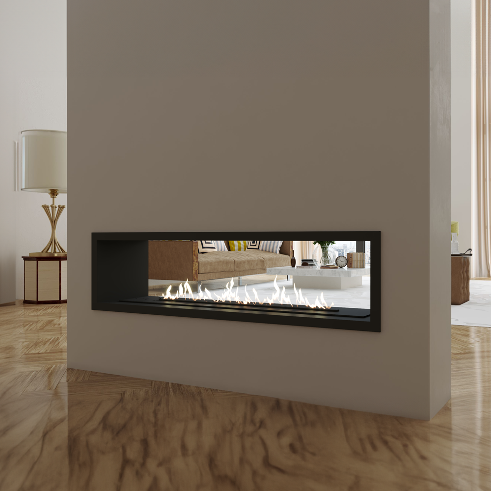 Linear Double-Sided Gas Fireplace