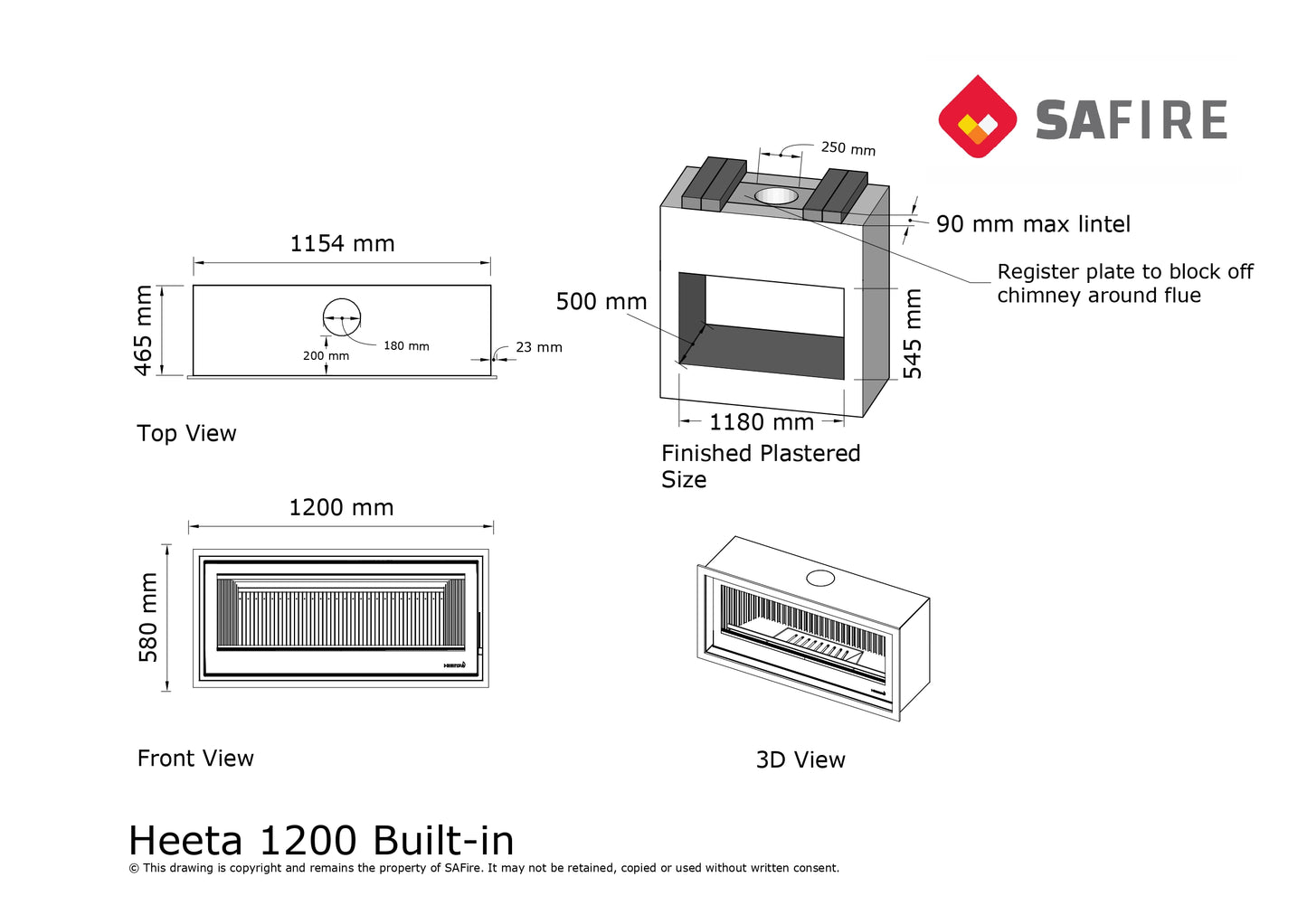 SAfire Heeta 1200 Wood Fireplace Insert
