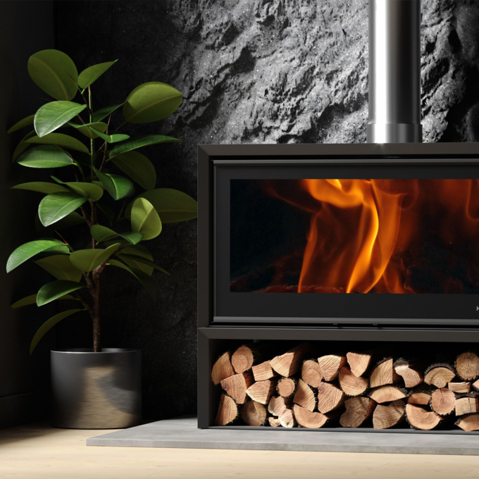 SAfire Heeta 950 Log Base Bevel Wood Fireplace