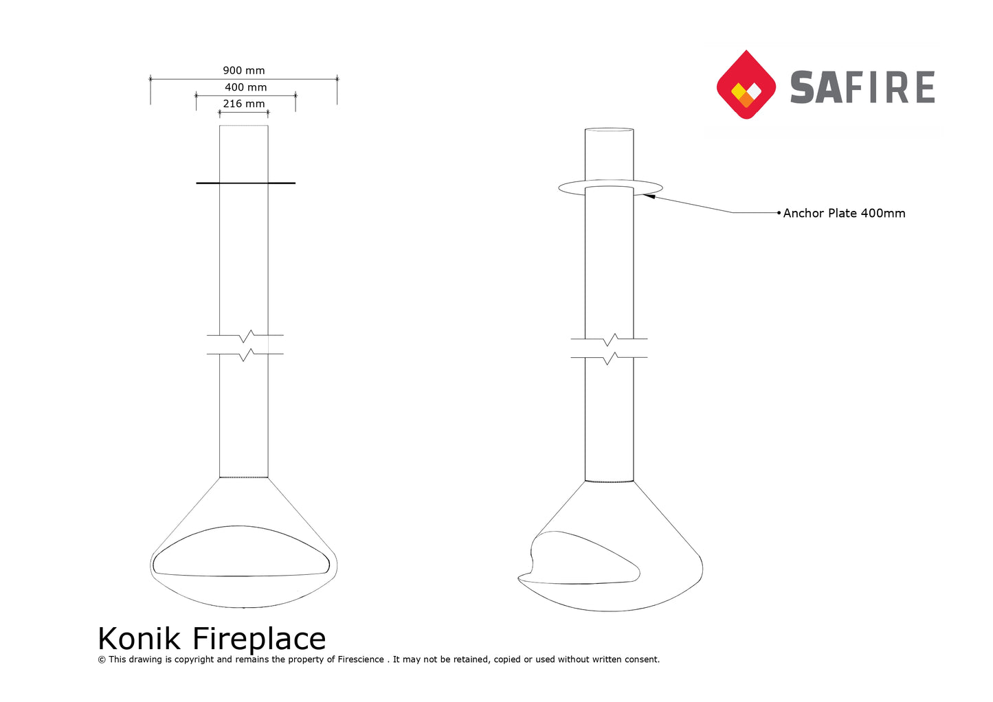 SAfire Konik Suspended Wood Fireplace