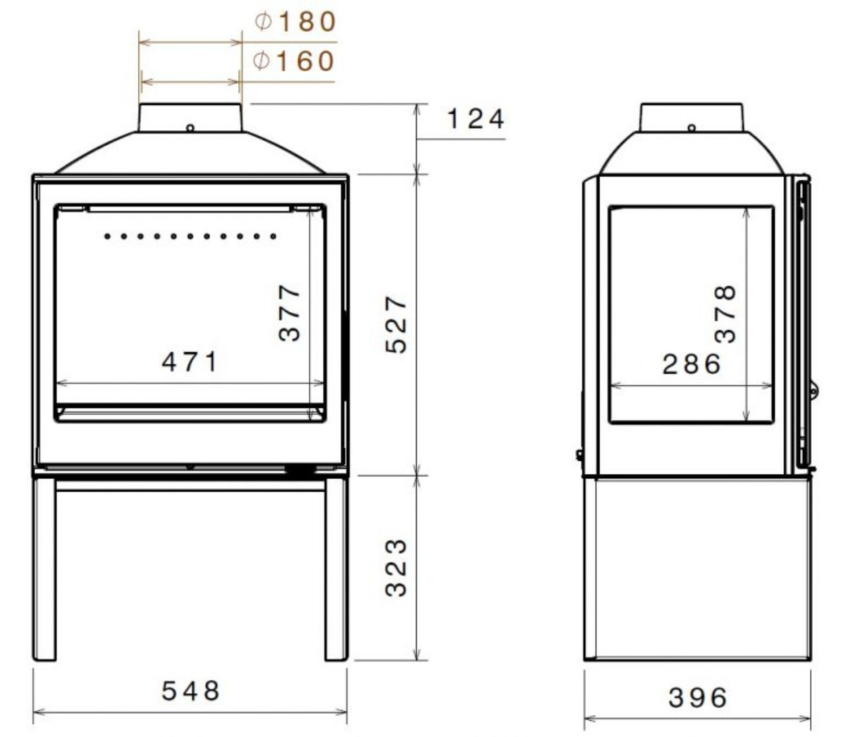 Liseo L51 4 Nova Four Glass Cast Iron Wood Fireplace