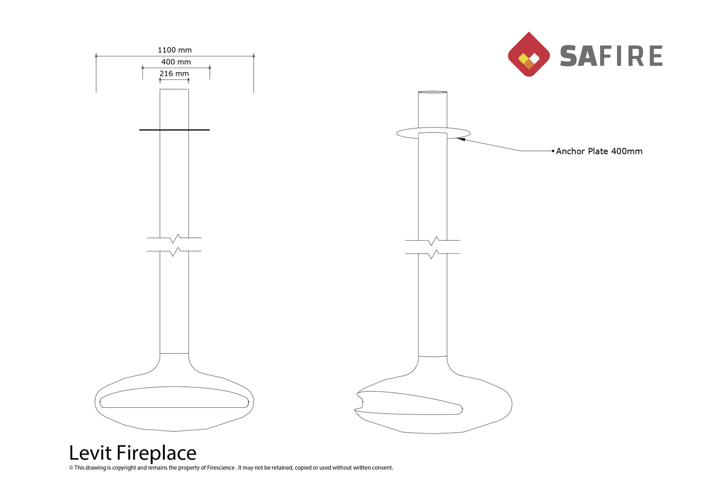 SAfire Levit Suspended Wood Fireplace